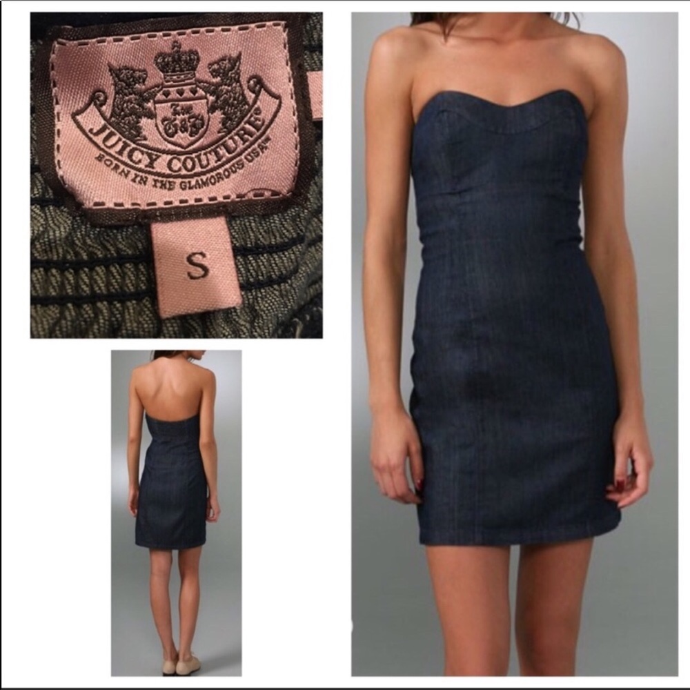 Juicy Couture fitted denim strapless dress